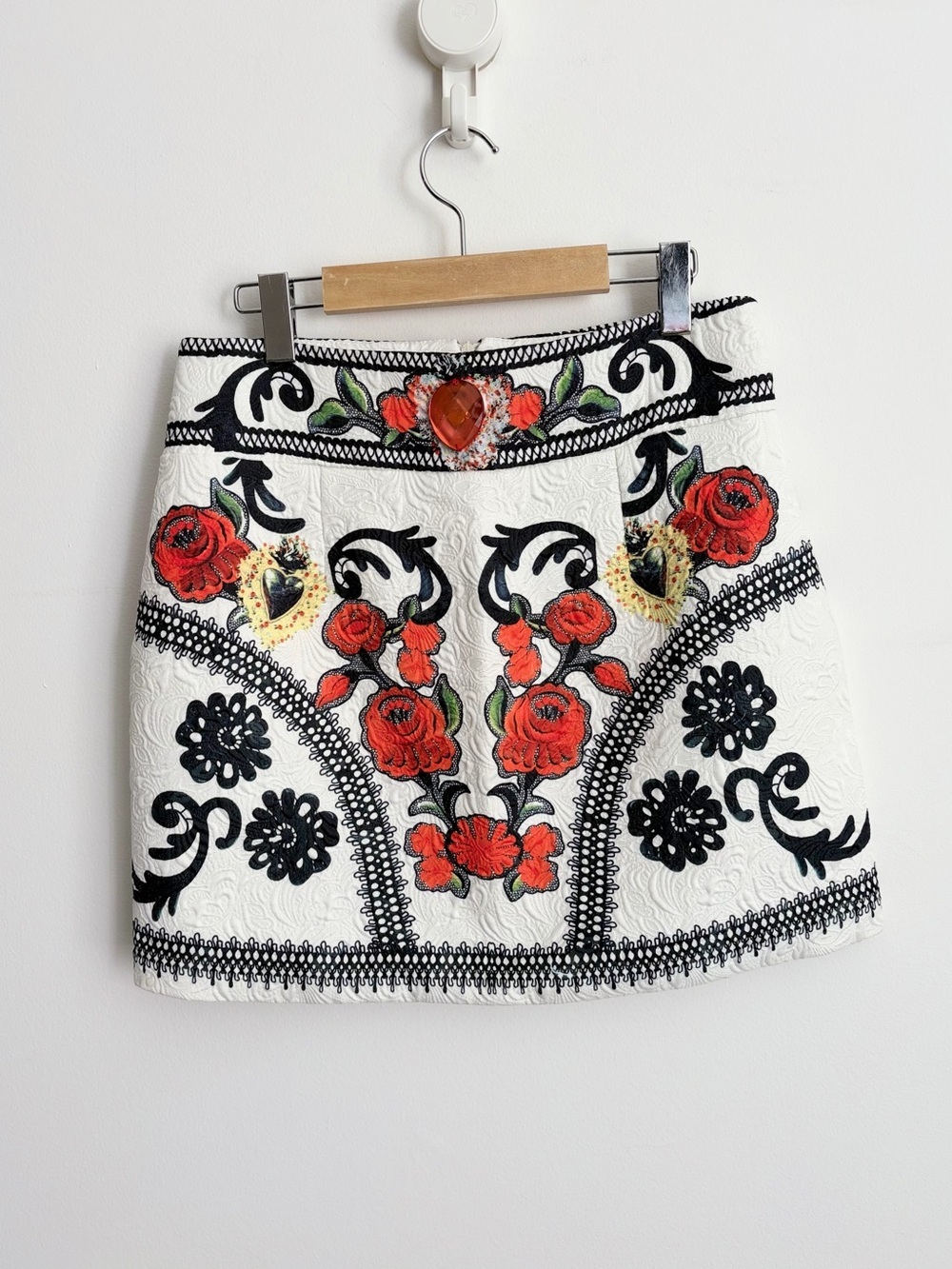 Baroque Embroidered Jacquard Mini Skirt Soft Goth M